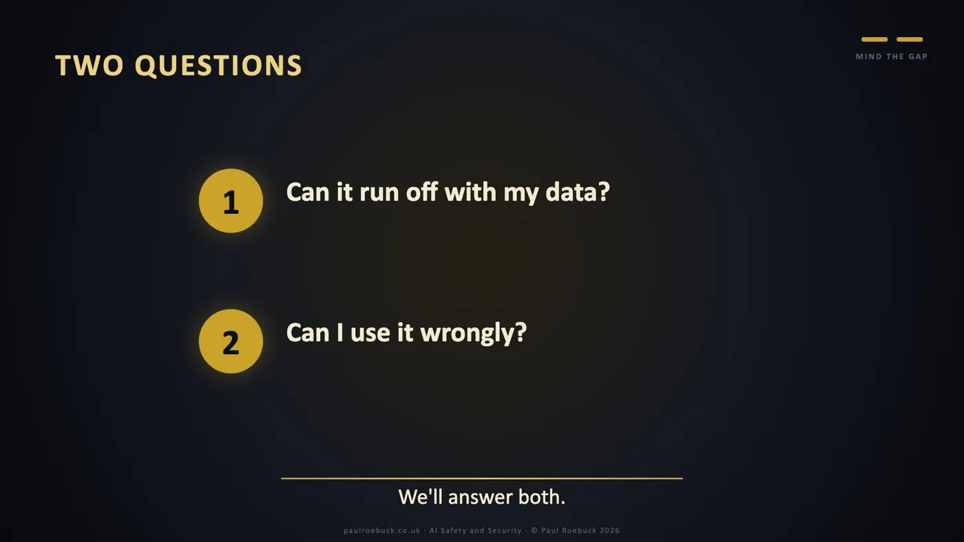 Slide 3: Two Questions. We'll answer both.
