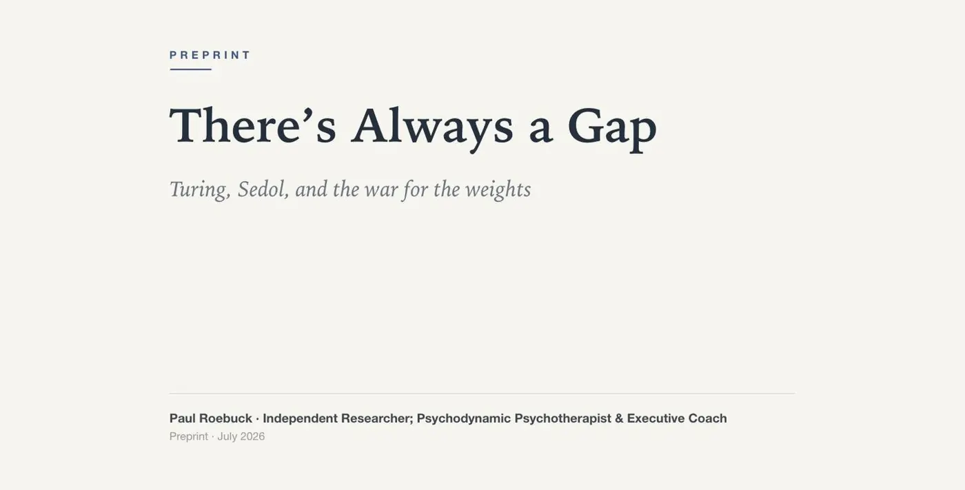 Preprint title card: There's Always a Gap, Turing, Sedol and the war for the weights